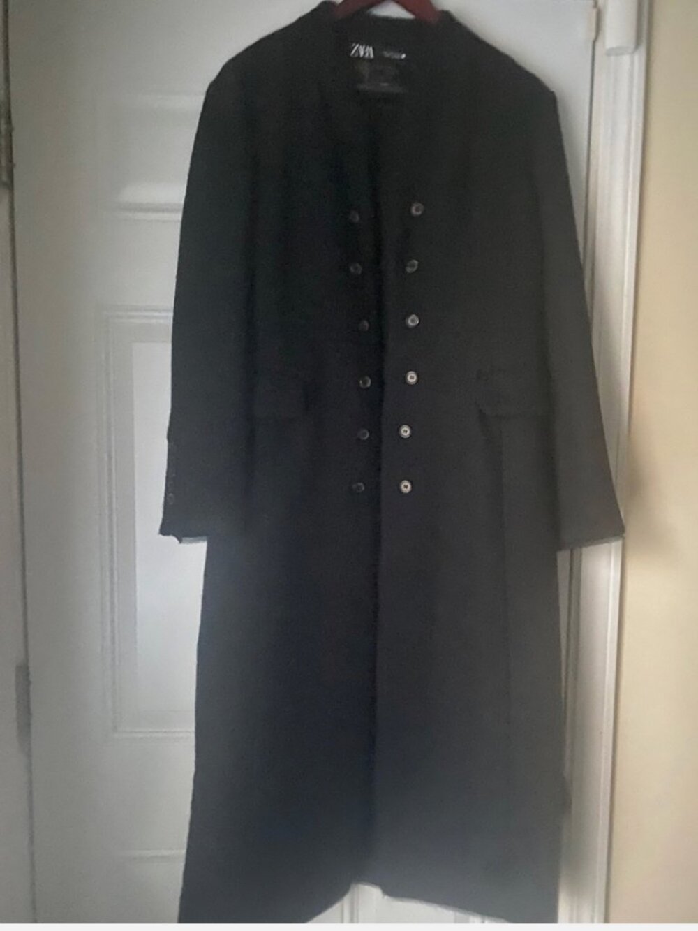 ZARA MANTECO WOOL BLEND BLACK LONG COAT XL
